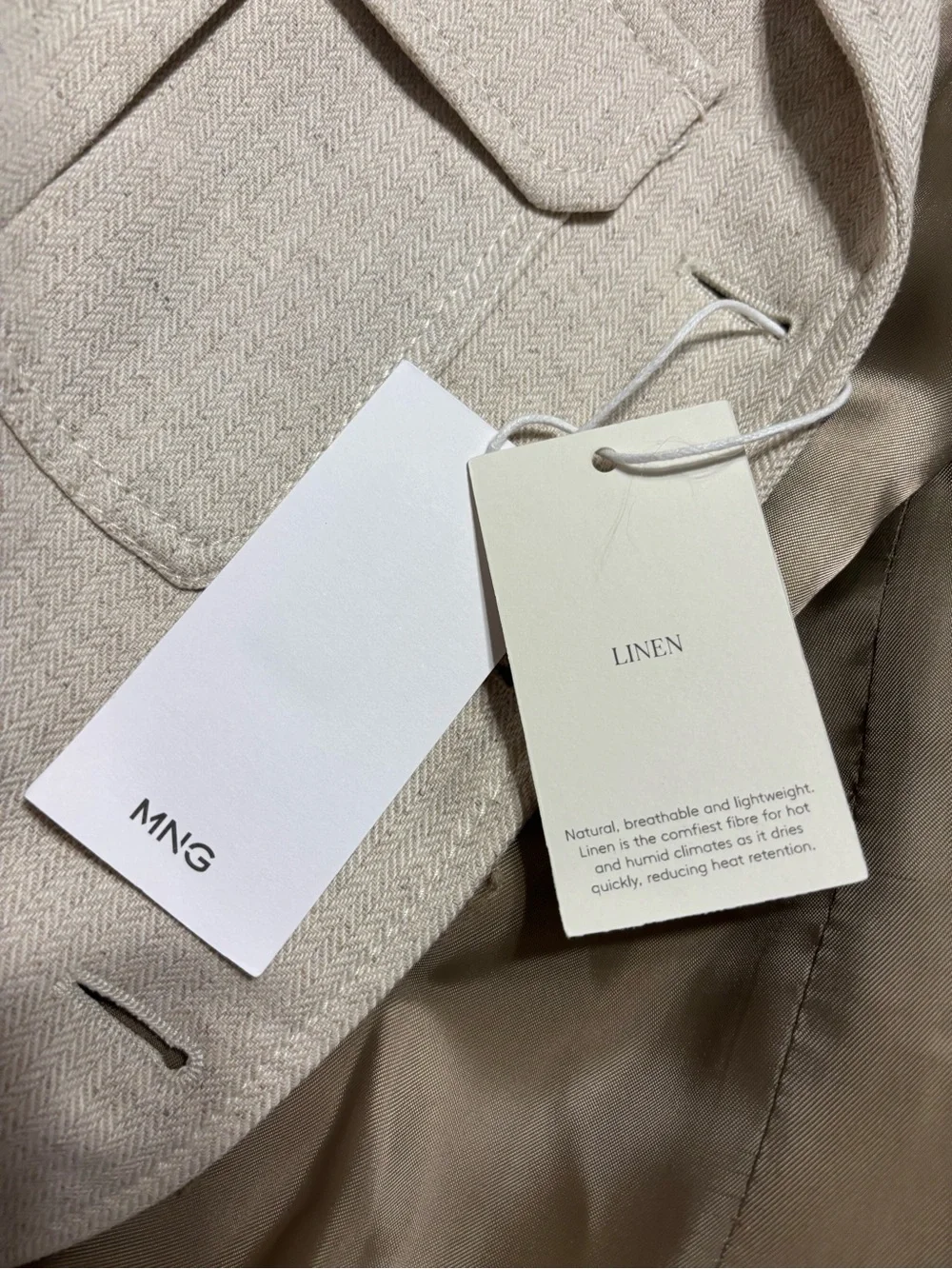 Mango Women's Cream Button-Front Structured Blazer Jacket Sz/L NWT. - Picture 10 of 13